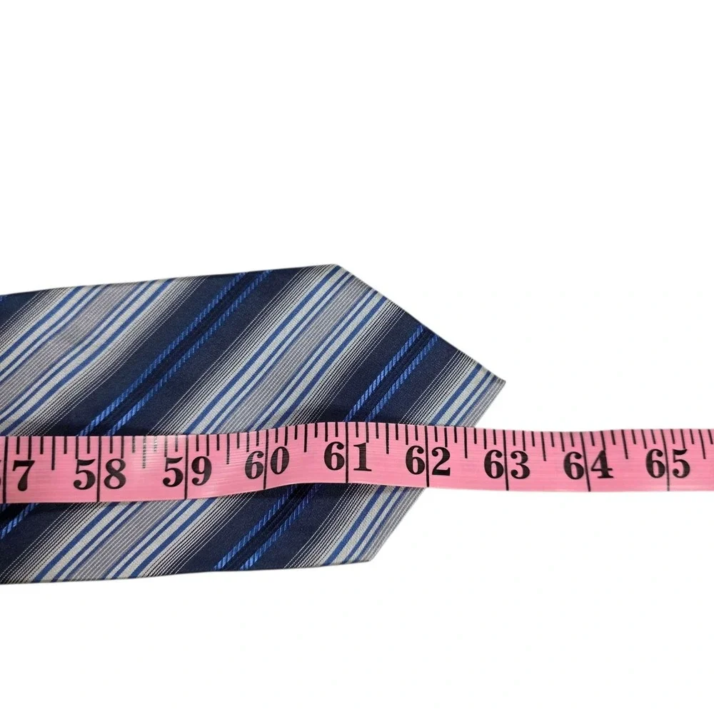 Joseph & Feiss‎ Striped Silk Tie Blue Gray Men's Formal Necktie Designer Estate